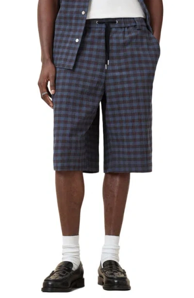 Allsaints Cooper Crepe Drawstring Shorts In Amalfi Blue