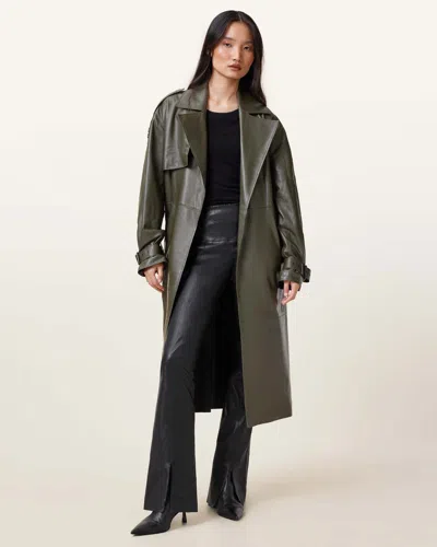 Allsaints Cora High-rise Leather Flared Leggings In Black