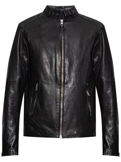 Allsaints Nellcot Zip Up Leather Jacket In Black