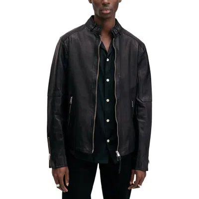 Allsaints Cora Slim Fit Zip Front Jacket In Jet Black