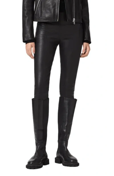 Allsaints Cora Leather Leggings In Black