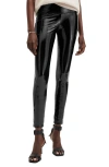 Allsaints Cora Shine Patent Faux Leather Leggings In Black