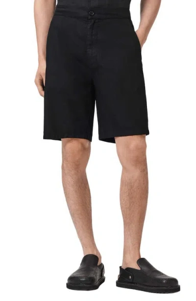 Allsaints Corbett Cotton & Linen Shorts In Black