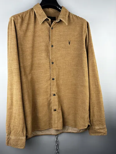 Pre-owned Allsaints Corduroy Casual Button Shirt In Brown