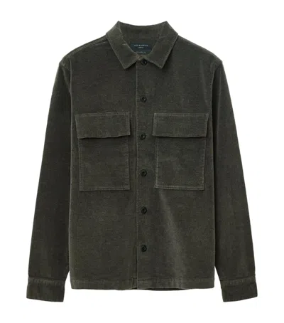 Allsaints Mens Gull Brown Hawker Patch-pocket Long-sleeve Stretch-cotton Shirt In Gray