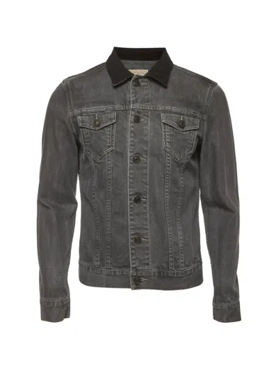 Pre-owned Allsaints Corduroy-collar Denim Jacket In Gray