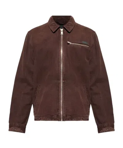 Allsaints Corduroy-collar Logo-patch Relaxed Fit Jacket In Red