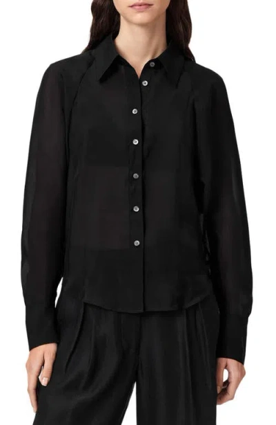 Allsaints Cory Long Sleeve Shirt In Black