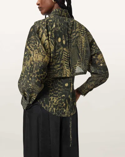 Allsaints Cory Relaxed Fit Printed Shirt In Green