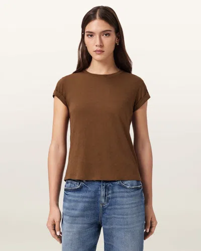 Allsaints Cotton Anna Crew Neck Short Sleeve T-shirt In Brown