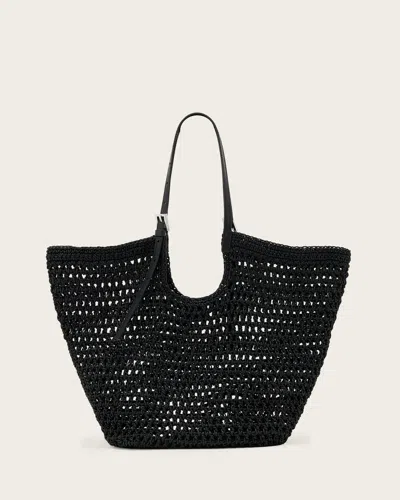 Allsaints Cotton Ara Waxed Cotton Tote Bag In Black