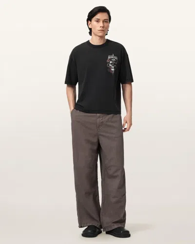 Allsaints Cotton Araknid Short Sleeve Boxy Graphic T-shirt In Black