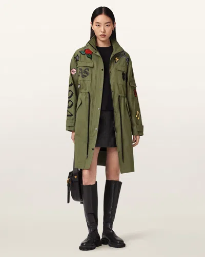 Allsaints Ariaa Parka Jacket In Green