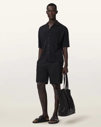 Allsaints Cotton Arktx Open Stitch Jacquard Cardigan In Black