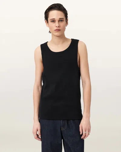 Allsaints Cotton Axel Ribbed Cotton Vest In Black