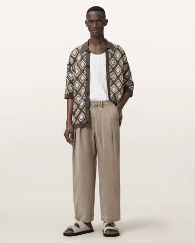 Allsaints Cotton Becco Tapered Leg Pleated Trousers In Multi