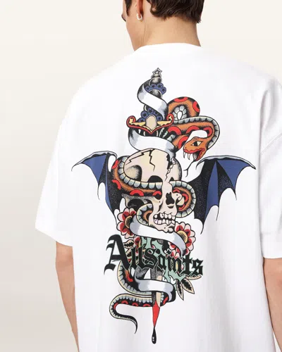 Allsaints Cotton Blade Oversized Graphic T-shirt In White