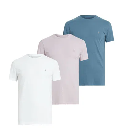 Allsaints Tonic Crew Ramskull T-shirts 3 Pack In Optic White/lilac/blue