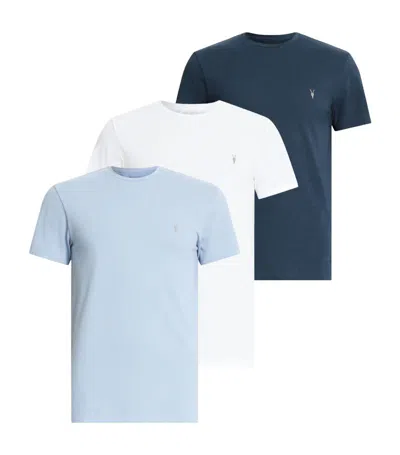 Allsaints Mens  Tonic Logo-embroidered Slim-fit Organic-cotton T-shirt In Navy Blue