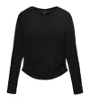 Allsaints Womens Black West Ruched Long-sleeve Stretch-cotton Top