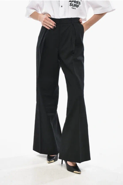 Allsaints Cotton Bootcut Trousers Hally With 2 Pleats In Black