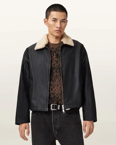 Allsaints Cotton Boston Waxed Jacket In Black