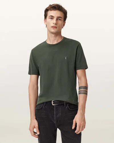 Allsaints Cotton Brace Brushed Cotton Crew Neck T-shirt In Green