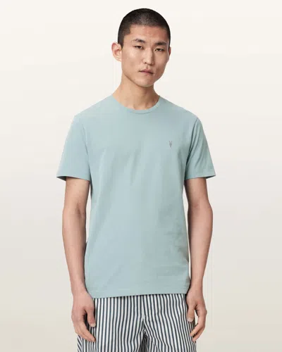 Allsaints Cotton Brace Brushed Cotton Crew Neck T-shirt In Blue