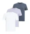 Allsaints Brace Brushed Cotton T-shirts 3 Pack In Blu/suglilac/white