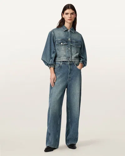 Allsaints Cotton Carter Stripe Mid Rise Denim Jeans