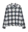 Allsaints Mens Peacoat Blue Castor Cuban-collar Checked Cotton Shirt Xs In Blue