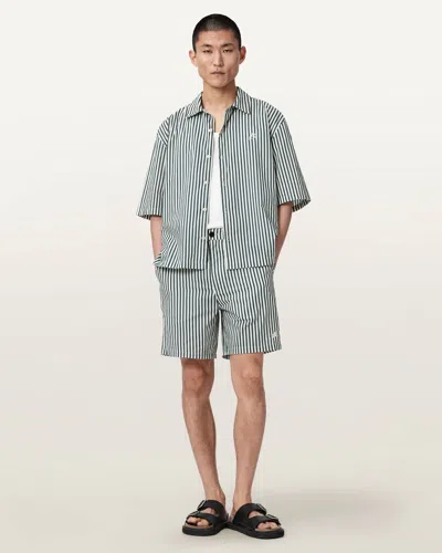 Allsaints Cotton Chopin Straight Fit Striped Shorts In Multi