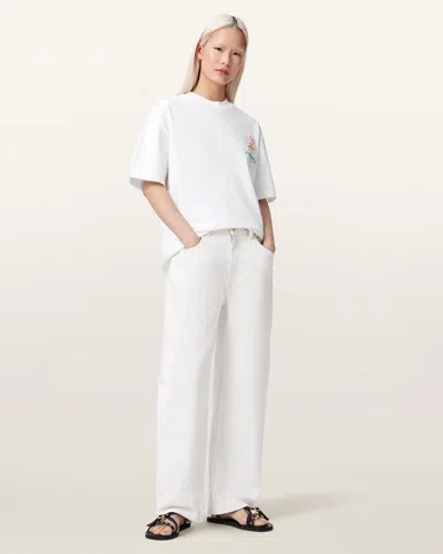 Allsaints Cotton Crayo Etta Oversized Short Sleeve T-shirt In White