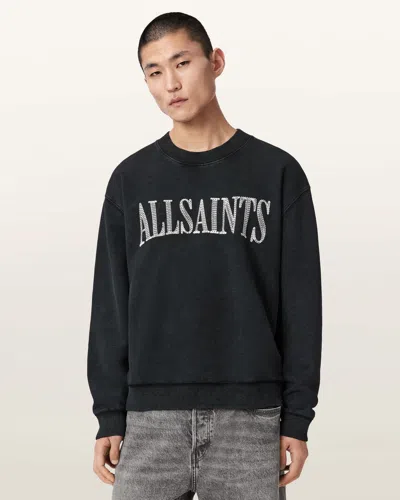 Allsaints Cotton Dash Long Sleeve Boxy Sweatshirt In Black