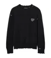 Allsaints Cotton Distressed Theo Sweater In Black
