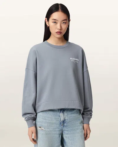 Allsaints Cotton Dreamer Lila Oversized Cotton Sweatshirt In Gray