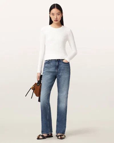 Allsaints Cotton Elena Long Sleeve T-shirt In White