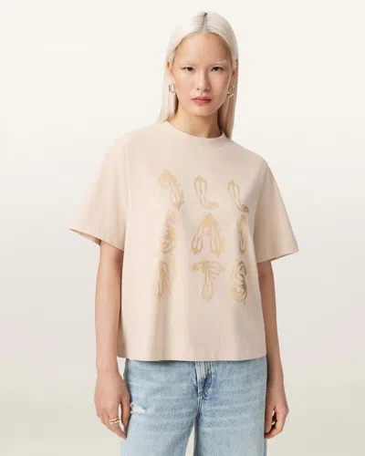 Allsaints Cotton Ella Lisa Boxy Embellished T-shirt In Neutral