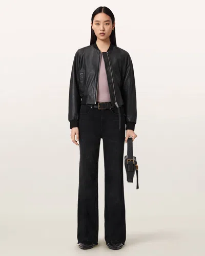 Allsaints Cotton Ember Flared Denim Jeans In Black