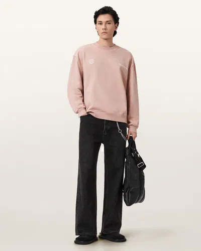 Allsaints Cotton Emblem Crew Neck Cotton Sweatshirt In Pink