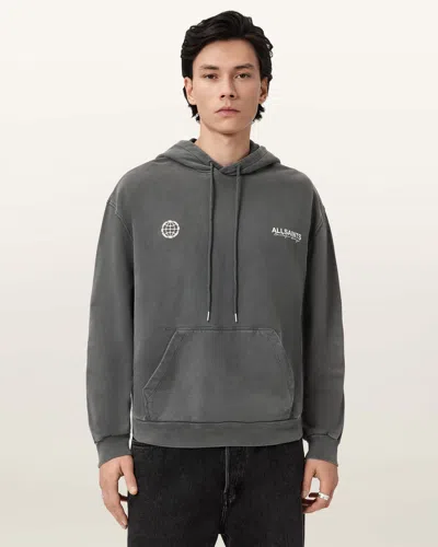 Allsaints Cotton Emblem Oversized Cotton Hoody In Green