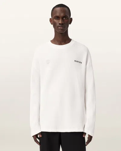 Allsaints Cotton Emblem Oversized Long Sleeve T-shirt In White