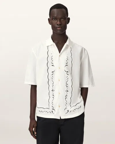 Allsaints Cotton Field Oversized Short Sleeve Cotton Shirt In White