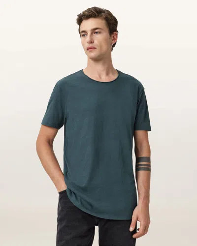 Allsaints Cotton Figure Crew Neck Raw Edge T-shirt In Blue