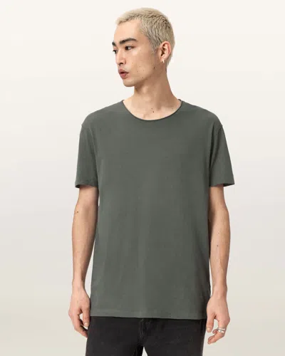 Allsaints Cotton Figure Crew Neck Raw Edge T-shirt In Green