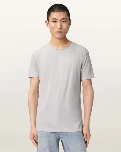 Allsaints Cotton Figure Crew Neck Raw Edge T-shirt In Gray