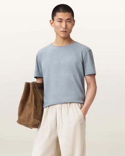 Allsaints Cotton Flax Short Sleeve Ramskull T-shirt In Blue