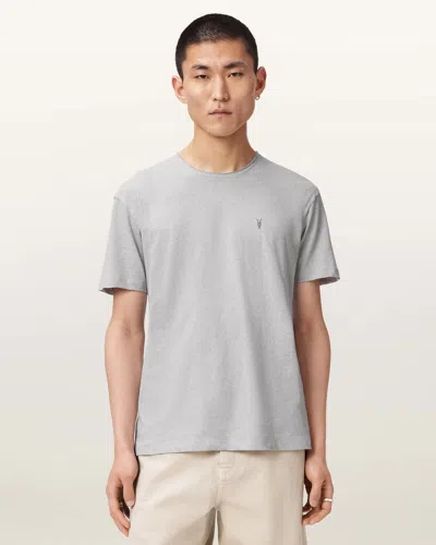 Allsaints Cotton Flax Short Sleeve Ramskull T-shirt In Gray