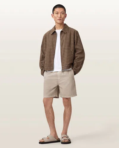 Allsaints Cotton Flax Short Sleeve Ramskull T-shirt In Brown