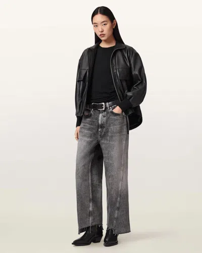 Allsaints Cotton Fox Loose Fit Denim Jeans In Black